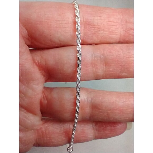 Italian 925 Wheat Chain And 2 Stone/Glass Discs 7" Chain Bracelet - Picture 6 of 12